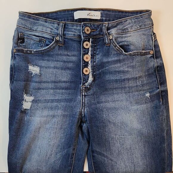 KanCan Women's Jeans Estilo Skinny Dark Wash 5/26 Distressed Ripped Denim Jeans - Picture 6 of 15